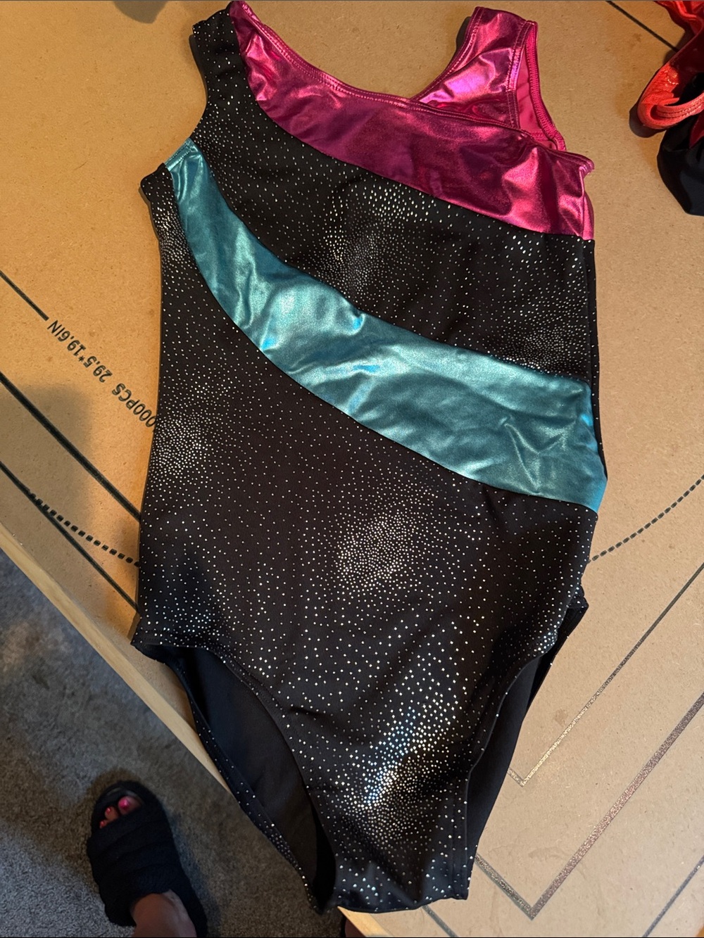 Girls' Metallic Pink & Teal Sparkle One-Piece Swimsuit